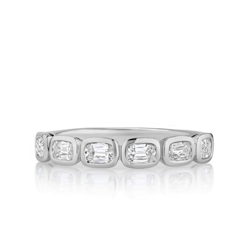 East/ West Bezel Set Band with 6 Cushion Diamonds