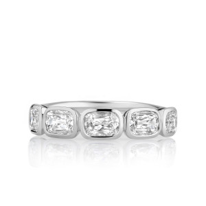 East/ West Bezel Set  Band with 5 Cushion Diamonds