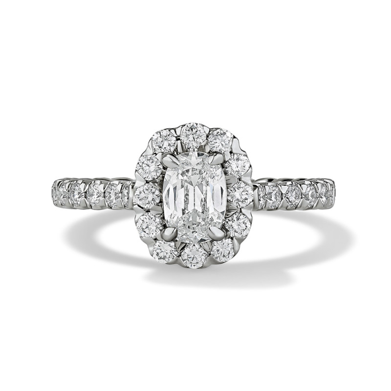 Extended V tip Halo Engagment Ring