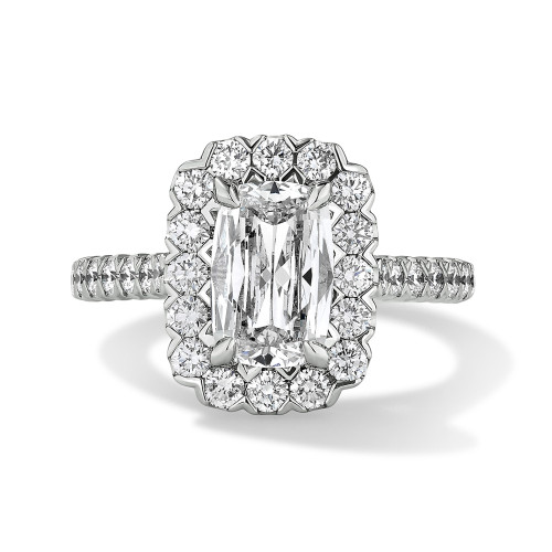 Classic V tip Halo Engagment Ring