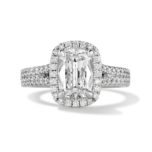 Classic Thin Pave Split Shank Halo Engagement Ring