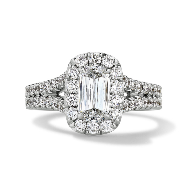 Classic Pave Split Shank Setting with a Halo Engagement Ring