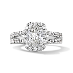 WIde Split Shank Halo Engagement Ring