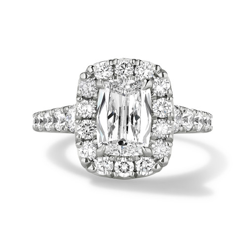 Large Graduated Shank Halo Engagement Ring