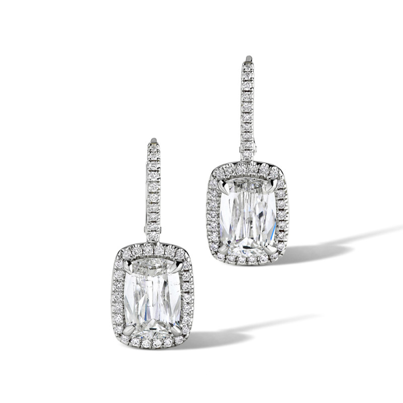 Diamond Drop Earrings with Halo