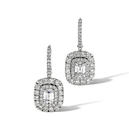 Diamond Drop Earrings with Double Halo