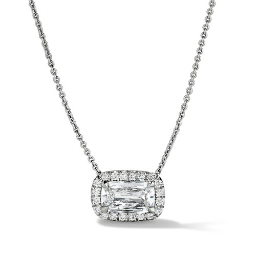 East/West Diamond Pendant with Halo