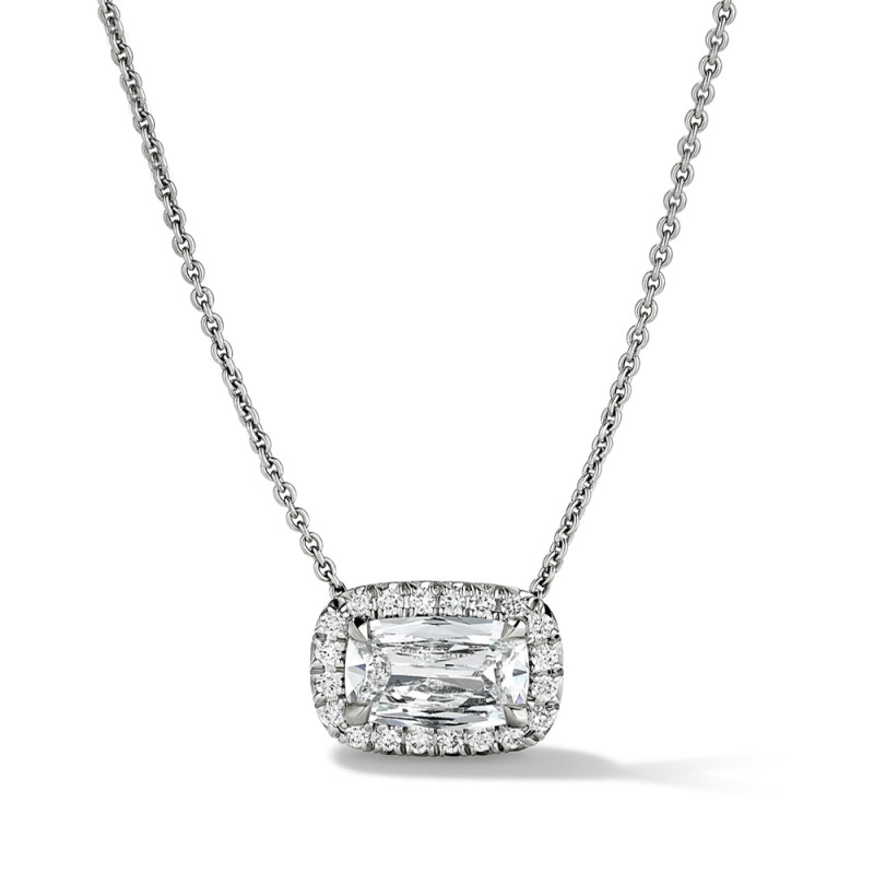 East/West Diamond Pendant with Halo