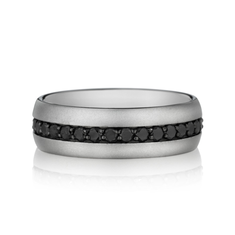 Men's Band with Black Diamond Center Line