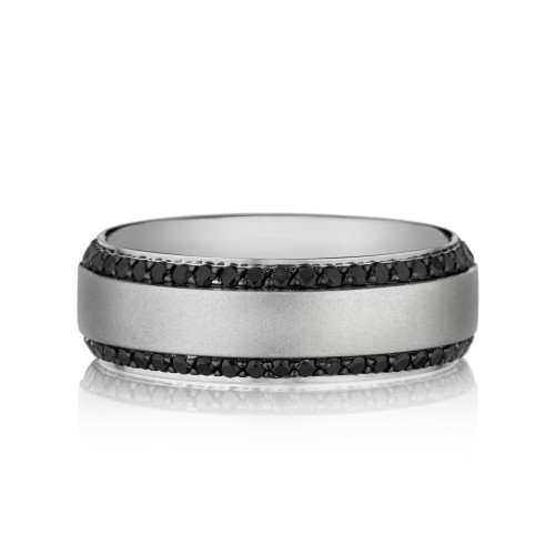 Men's Band with Black Diamond Edge Detailing