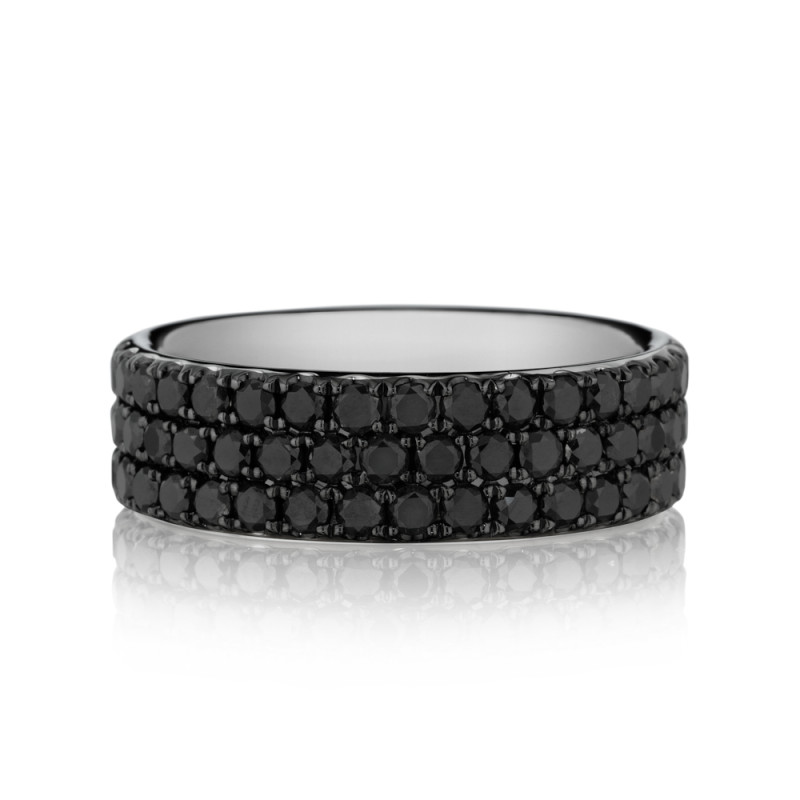 Triple Row Black Diamond Men's Band