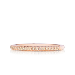 Delicate Fancy Brown Diamond Pave Wedding Band in Rose Gold