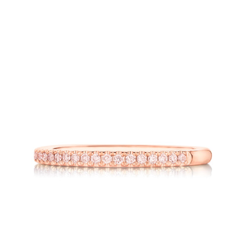 Delicate Natural Light Pink Diamond Pave Wedding Band