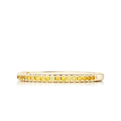 Delicate Natural Yellow Diamond Pave Wedding Band