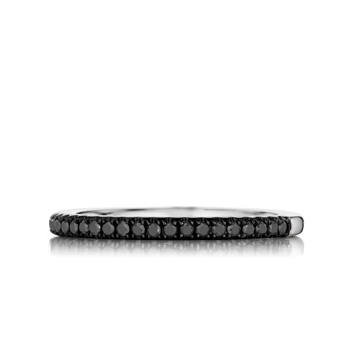 Delicate Natural Black Diamond Pave Wedding Band