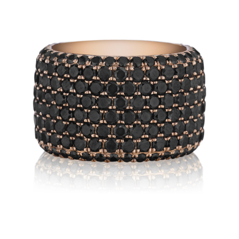 Bold 8 Row Black Diamond Band in Rose Gold