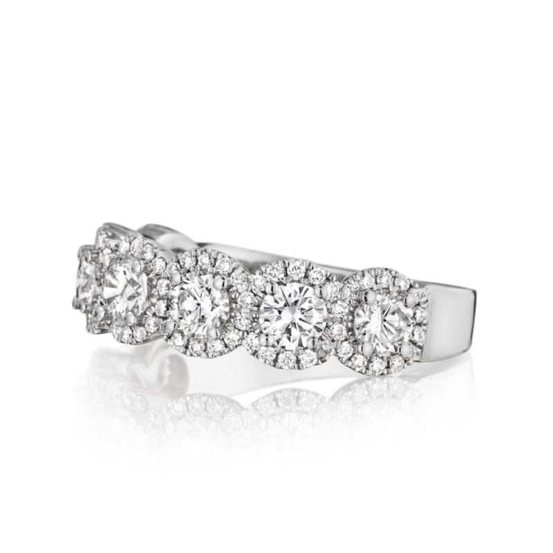 7 Stone Round Diamond Band set in Pave