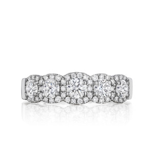 5 Stone Graduated Diamond Halo Band