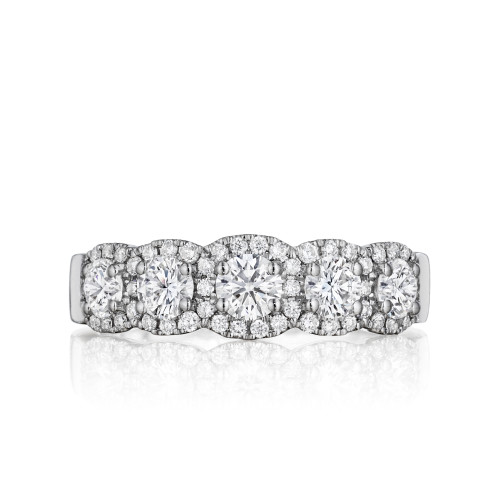 5 Stone Graduated Diamond Halo Band