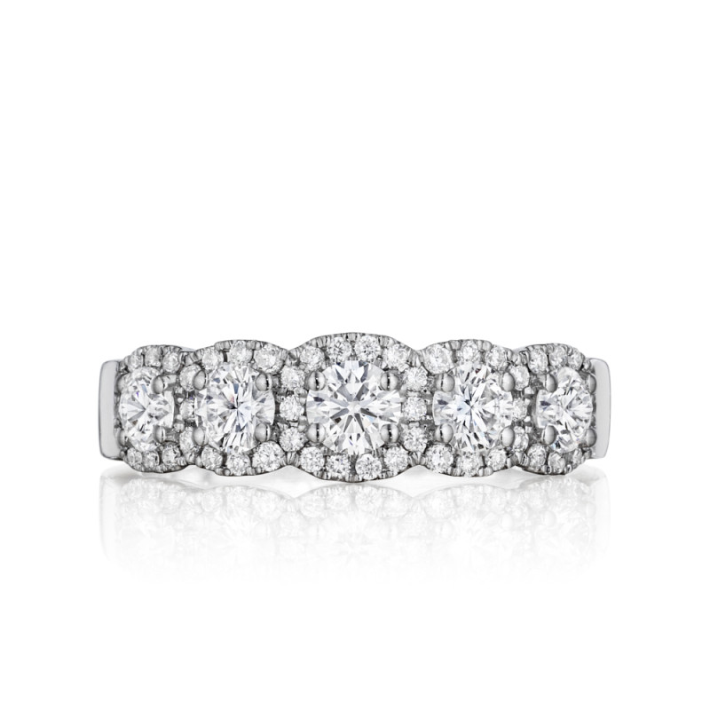 5 Stone Graduated Diamond Halo Band