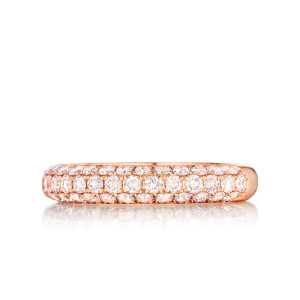 Triple-Row Rounded Fancy Light Pink Diamond Band