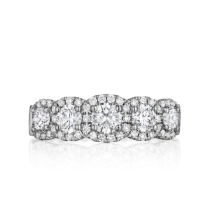 5 Stone Graduated Diamond Halo Band