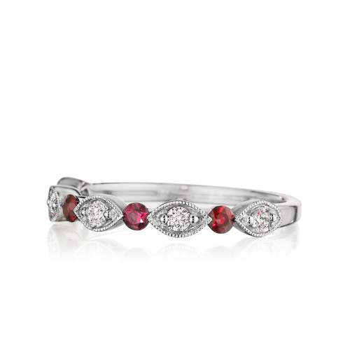 Diamond and Ruby Band with Round & Marquise Detailing