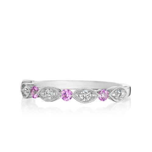 Diamond and Pink Shappire Band with Round & Marquise Detailing