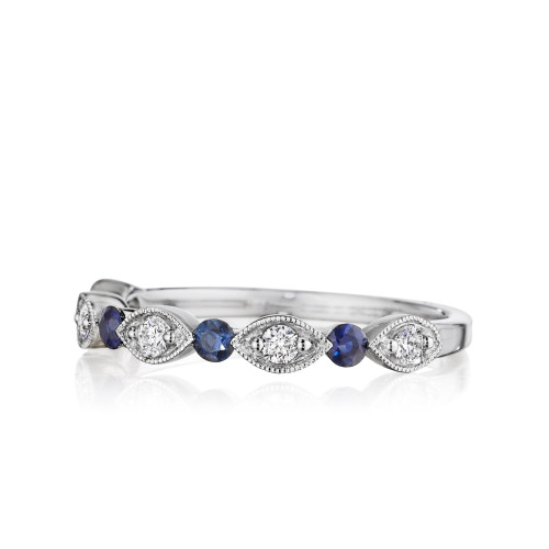 Diamond and Blue Shappire Band with Round & Marquise Detailing