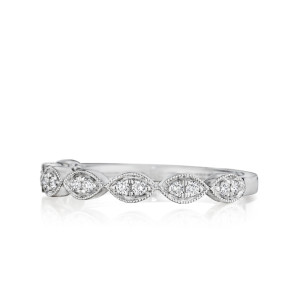 Marquise Shape Diamond Band with Millgrain Detail