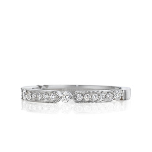 Art Deco Diamond Band with Long Milgrain Rows