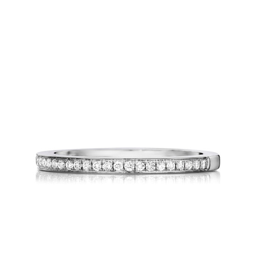 Delicate Pave Set Diamond Band with Line Detail