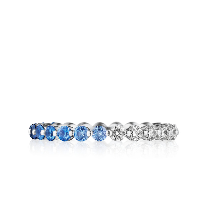 Blue Sapphire and Round Brilliant Diamond Band