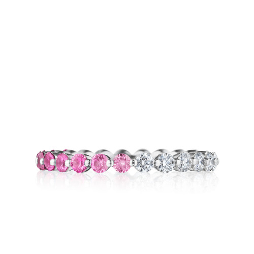 Pink Sapphire and Round Brilliant Diamond Band