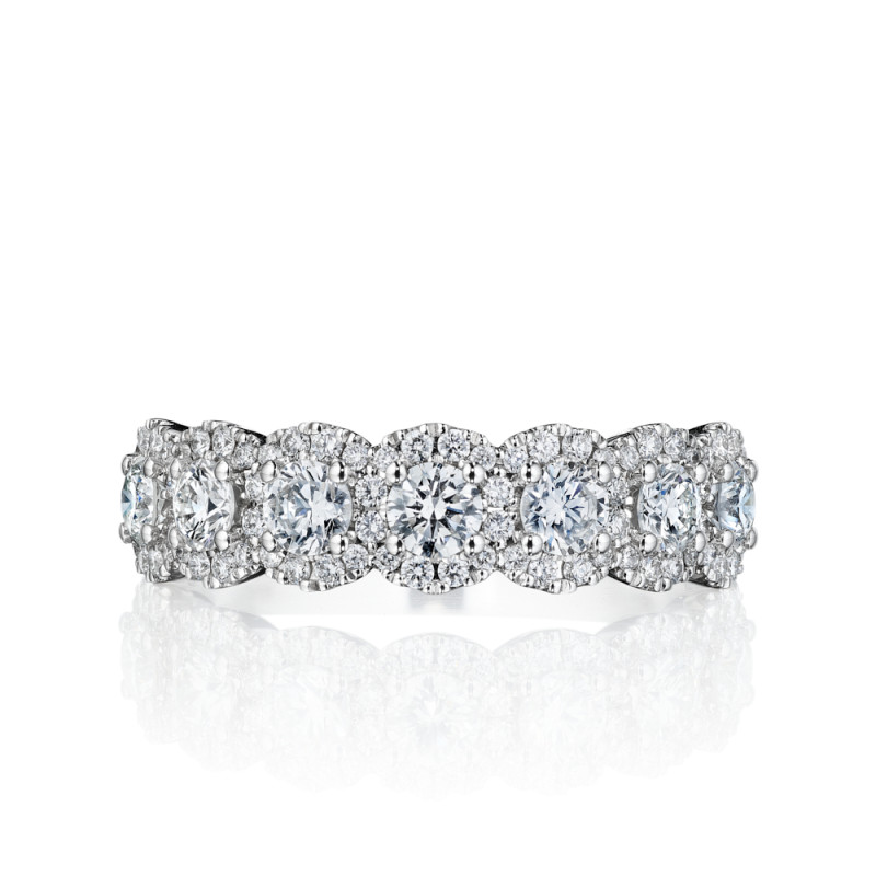 7 Stone Diamond Halo Anniversay Band