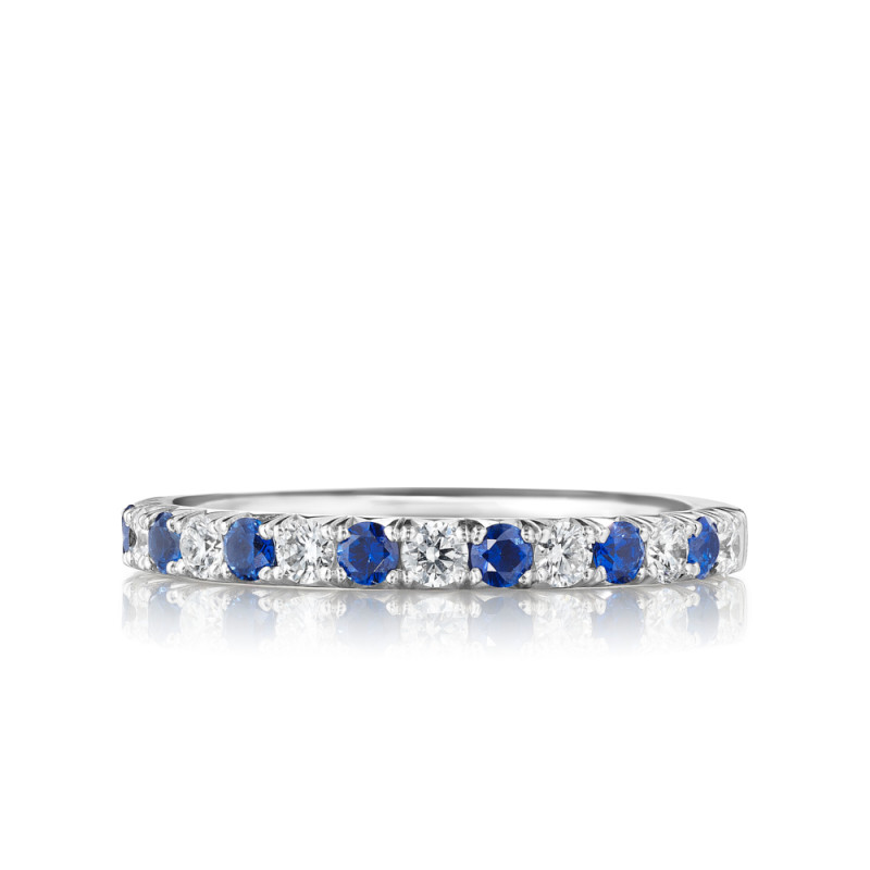 Alternating Diamond & Blue Sapphire Classic Band