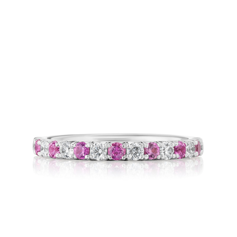 Alternating Diamond & Pink Sapphire Classic Band